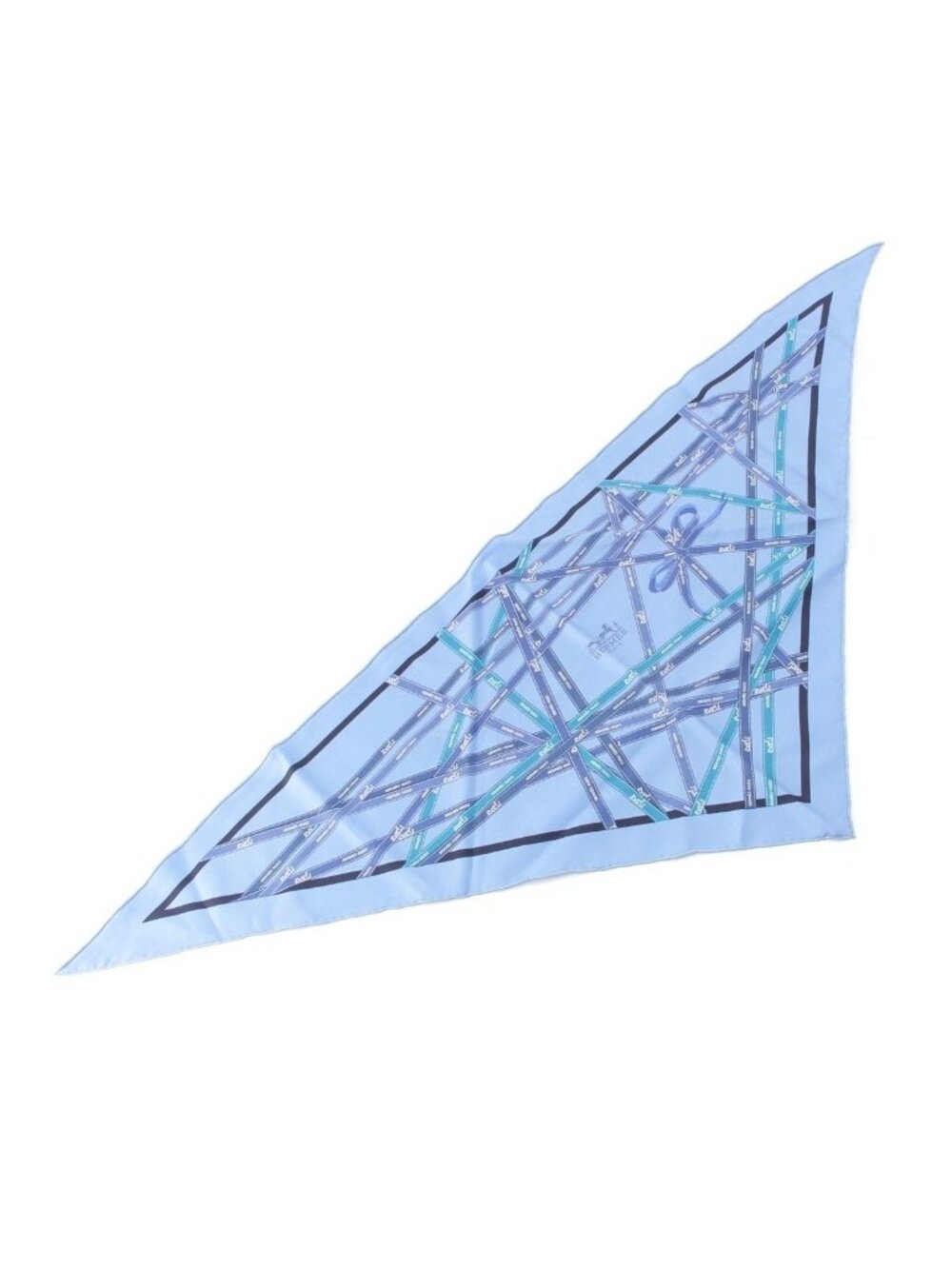 Hermes Pointe Bolduc Triangle Silk Scarf Blue - Picture 1 of 7